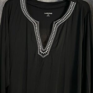 Lands' End Black Tunic with White Embroidery